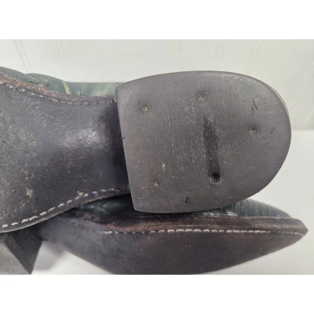 Rare Vintage Dan Post Green Teju Lizard Western Cowboy Boots Women's 7 Made USA - Picture 12 of 16